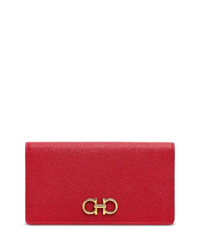 Ferragamo Gancini Continental Wallet In Lipstick/gold
