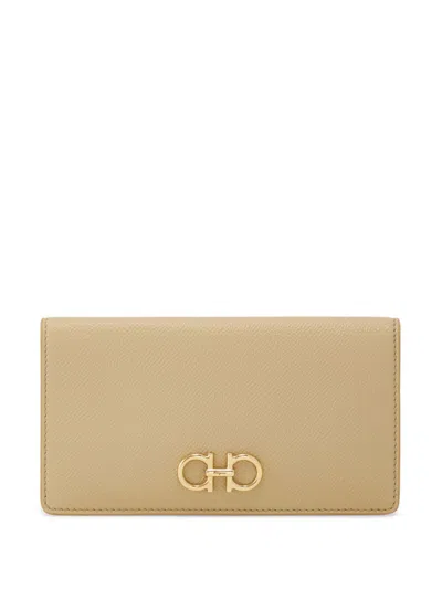 Ferragamo Gancini Continental Wallet In Neutrals