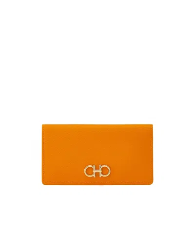 Ferragamo Gancini Continental Wallet In Yellow