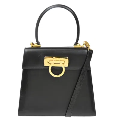 Pre-owned Ferragamo Gancini Convertible Top Handle Bag Leather Leather Shoulder Bag Bag () In Brown