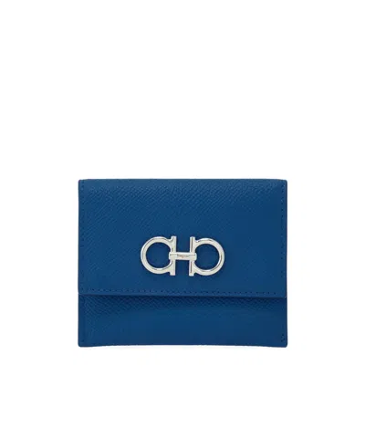 Ferragamo Gancini Credit Card Holder In Blue