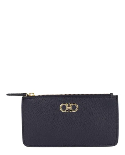 Ferragamo Gancini Credit Card Holder In Blue