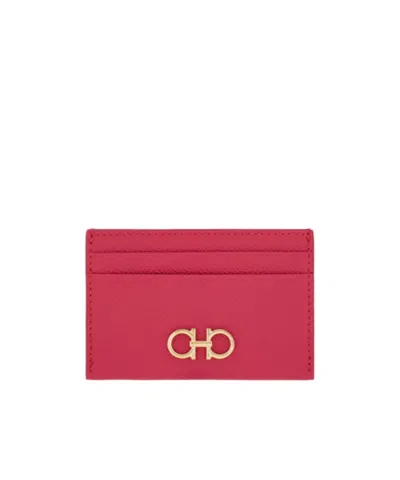Ferragamo Gancini Credit Card Holder In Begonia