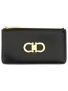 Ferragamo Gancini Leather Cardholder In Black