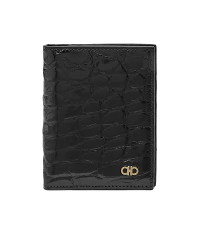Ferragamo Gancini Credit Card Holder In Black