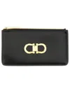 Ferragamo Gancini Leather Cardholder In Black