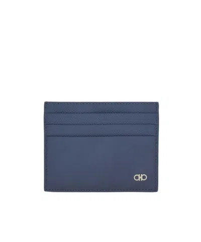 Ferragamo Gancini Credit Card Holder In Blue