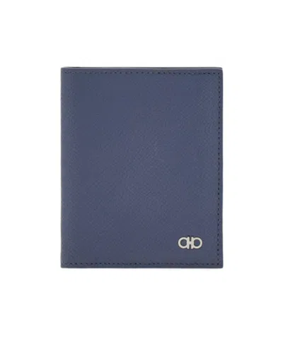 Ferragamo Gancini Credit Card Holder In Blue