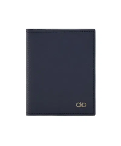 Ferragamo Gancini Credit Card Holder In Blue