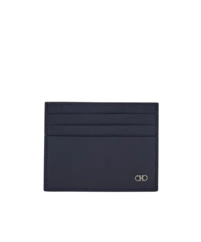 Ferragamo Gancini Credit Card Holder In Blue