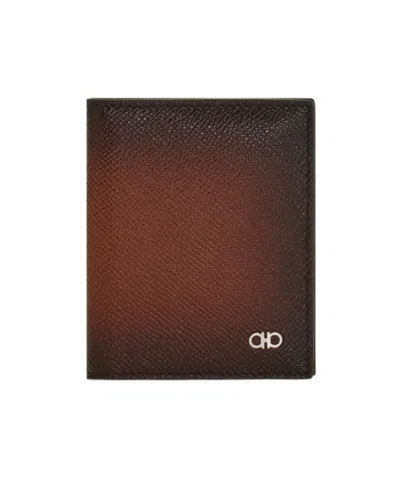 Ferragamo Gancini Credit Card Holder In Brown