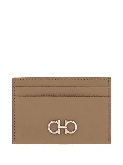 Ferragamo Gancini Credit Card Holder In Gray