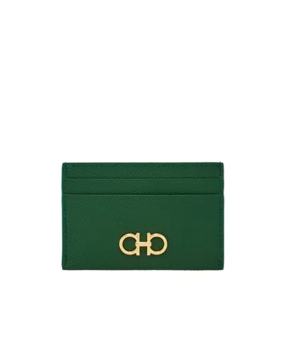 Ferragamo Gancini Credit Card Holder In Green