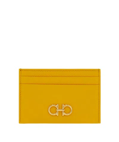 Ferragamo Gancini Credit Card Holder In Yellow