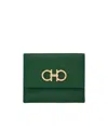 Ferragamo Gancini Tri-fold Wallet In Green