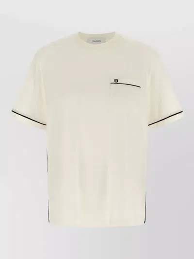 FERRAGAMO GANCINI CREW NECK T SHIRT POCKET TRIM