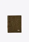 Ferragamo Gancini Croc-embossed Leather Cardholder