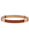 Ferragamo Gancini Crocodile-effect Leather Belt In Brown