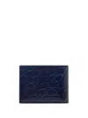 Ferragamo Gancini Crocodile-embossed Wallet In Blue