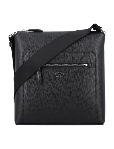 Ferragamo Gancini Cross Body Bag In Black