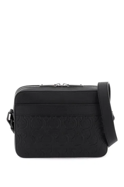 Ferragamo Embossed Crossbody Bag In Black