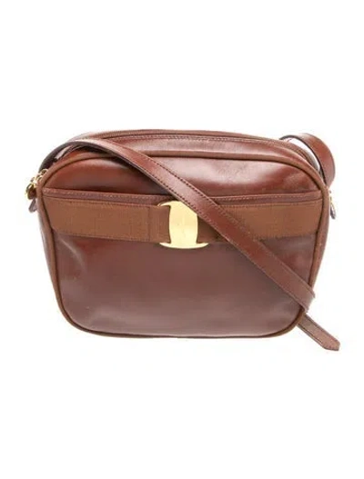 Pre-owned Ferragamo Gancini Crossbody Bag In Brown