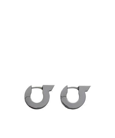 Ferragamo Gancini Crystal-embellishment Earrings In Silver