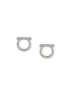 Ferragamo Silver Gancini Stud Earrings In Metallic
