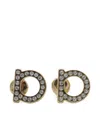 Ferragamo Gancini Crystal-embellished Earrings In Gold