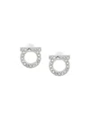 Ferragamo Silver Gancini Stud Earrings In Metallic