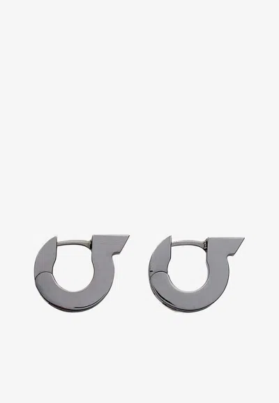 Ferragamo Gancini Crystal-embellishment Earrings In Silver