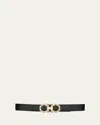 Ferragamo Gancini Crystal Leather Buckle Belt In Nero Mangiarotti