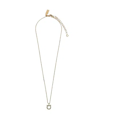 Ferragamo Gancini Crystals Necklace In Silver