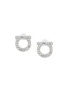 Ferragamo Crystal Stud Earrings Embellished Stones In Silver