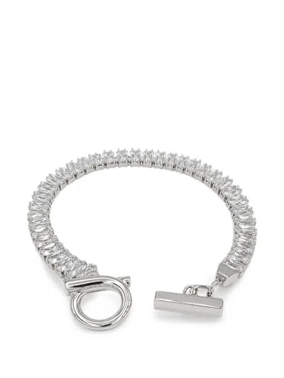 Ferragamo Gancini Crystal-embellished Bracelet In Metallic