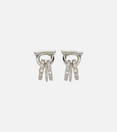 Ferragamo Gancini Crystal-embellished Earrings In Metallic