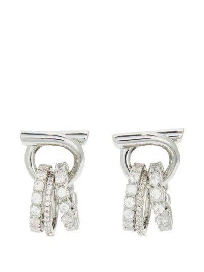 Ferragamo Crystal Hoop Earrings Subtle Light Reflections In Metallic