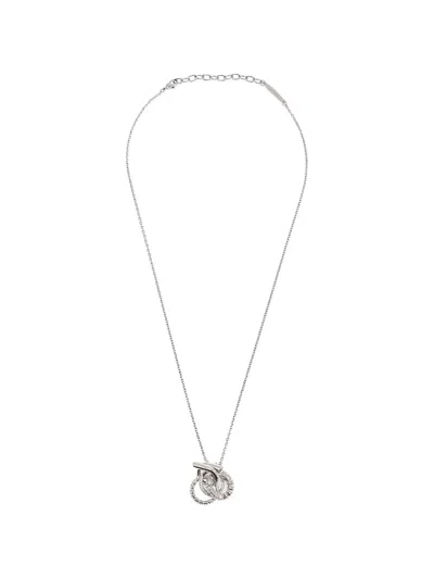 Ferragamo Gancini Crystal-embellished Necklace In Metallic