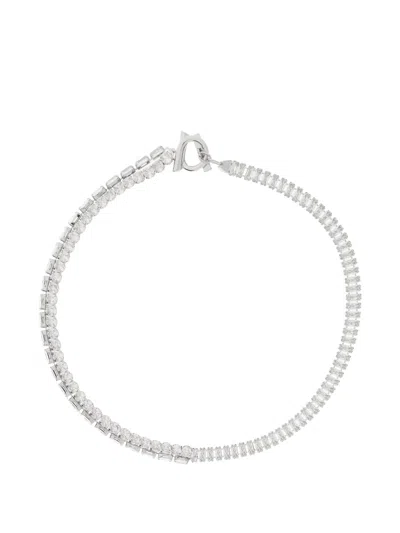 Ferragamo Gancini Crystal-embellished Necklace In Metallic