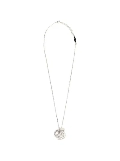Ferragamo Gancini Crystal-embellished Necklace In Brown
