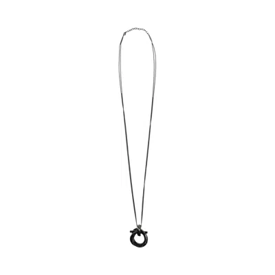 Pre-owned Ferragamo Gancini Crystal-embellished Pendant Necklace 'silver' | Women's Size Onesize