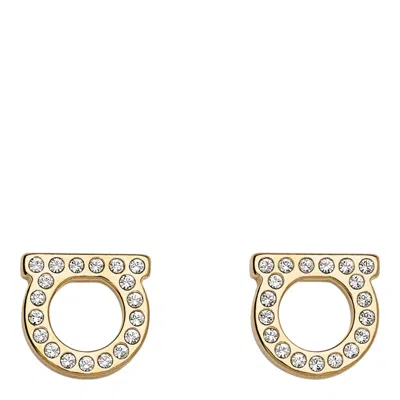 Ferragamo Gancini Crystals Earrings In Gold