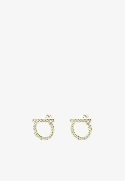 Ferragamo Gancini Crystals Earrings In Gold