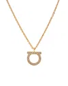 Ferragamo Crystal-embellished Gancini Necklace In Gold