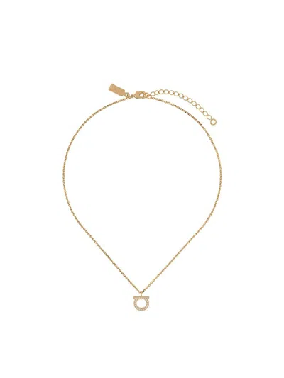 FERRAGAMO GANCINI CRYSTALS NECKLACE - L