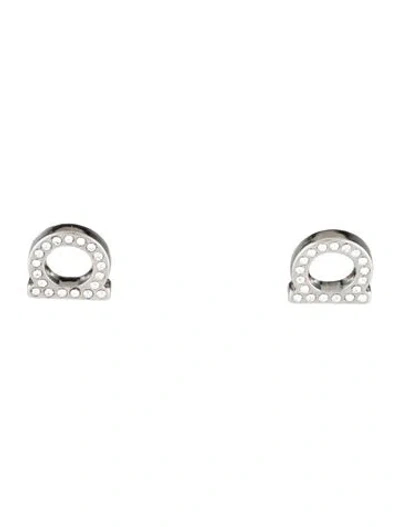 Pre-owned Ferragamo Gancini Crystals Stud Earrings In Multicolor