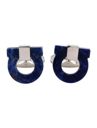 Pre-owned Ferragamo Gancini Cufflinks In Blue
