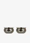 Ferragamo Gancini Logo Cufflinks In Ruthenium
