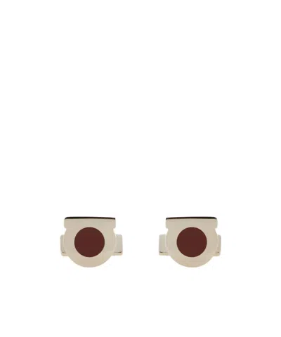 Ferragamo Gancini Cufflinks In Silver/red
