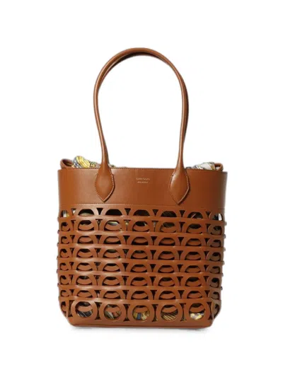 Ferragamo Gancini Cut-out Tote Bag In Brown